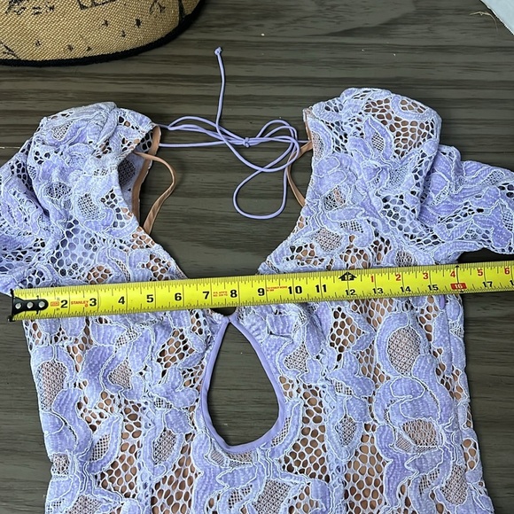 FOR LOVE & LEMONS ROSEMARY PUFF SLEEVE LACE MINI DRESS SMALL - Picture 15 of 16